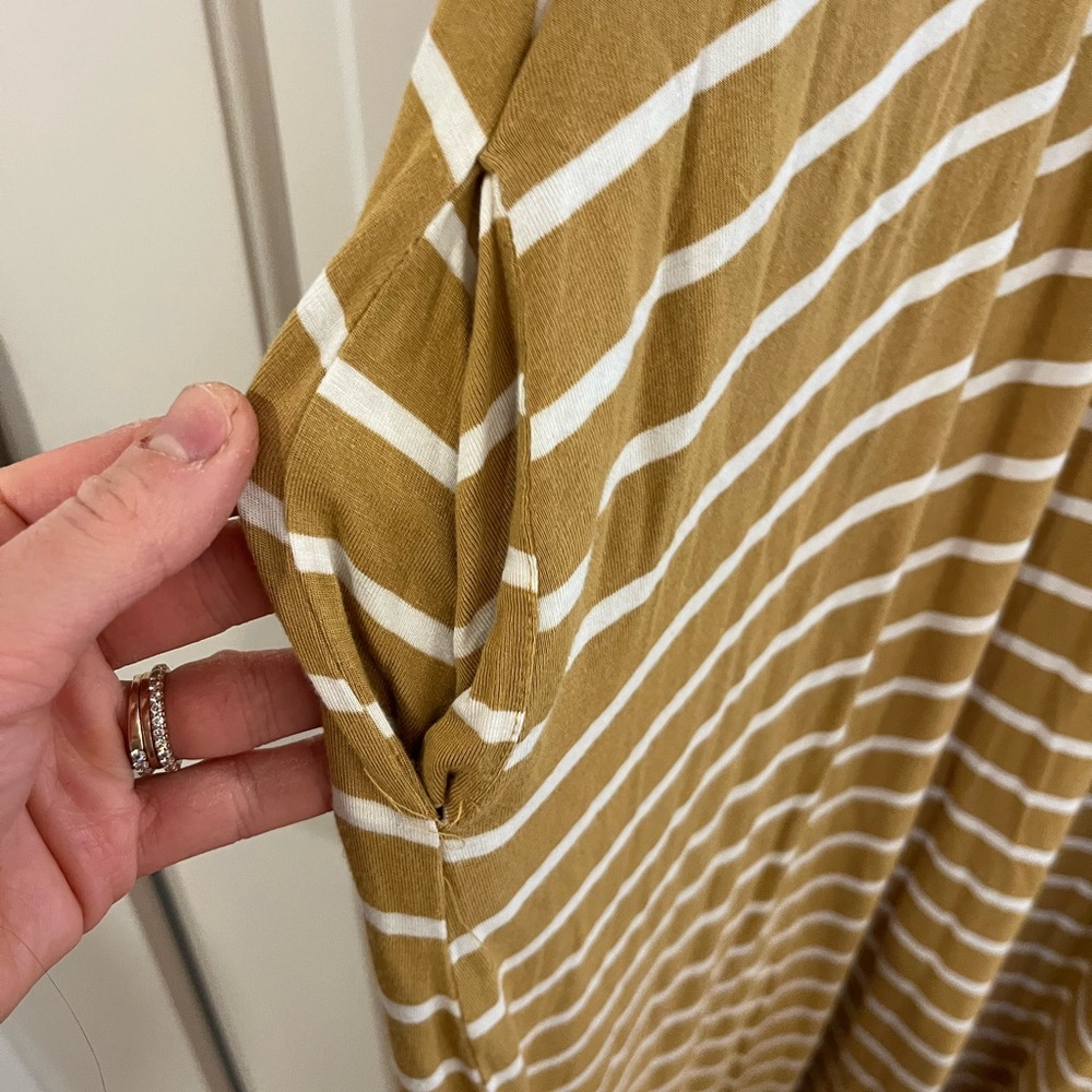 Maternity friendly Zenana Outfitters Brown and White Striped Maxi Dress - Picture 4 of 5